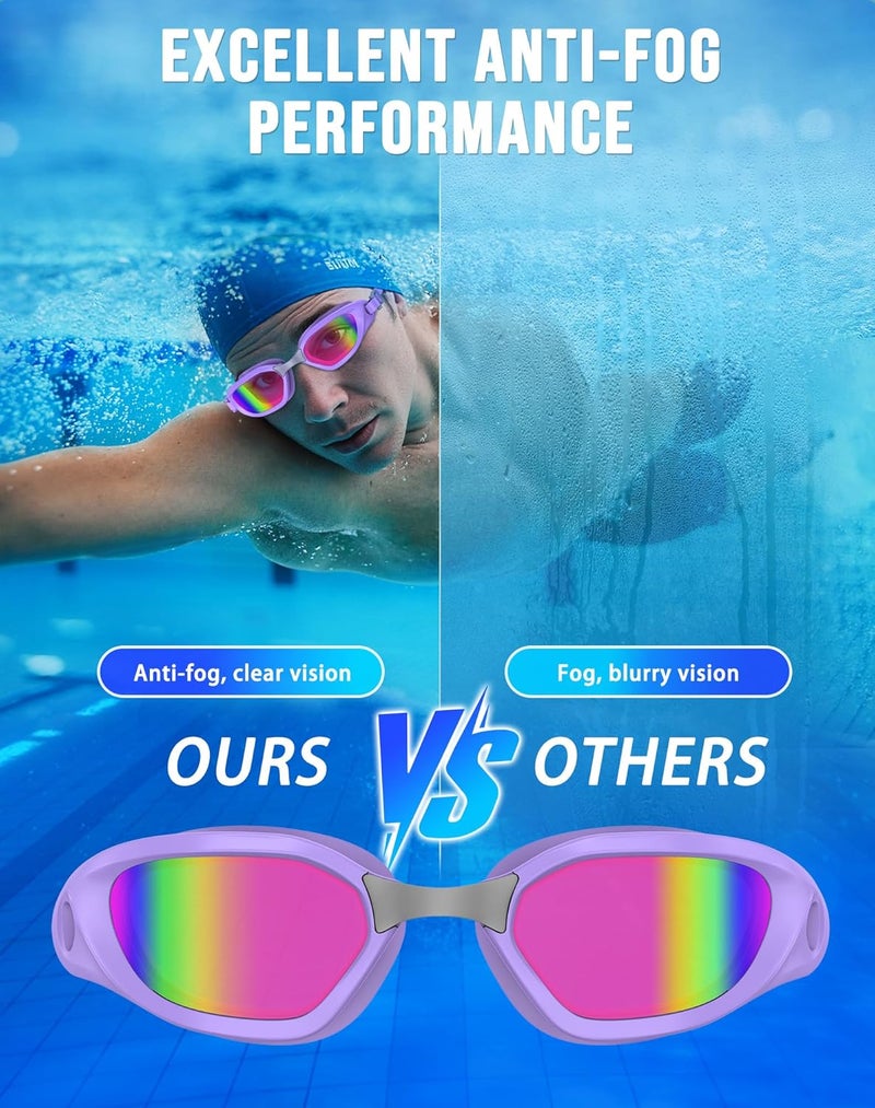 Vegemono Swim Goggles, Unisex Adult Swimming Goggles Anti Fog Anti UV No Leakage Wide View for Men Women Youth - Image 3